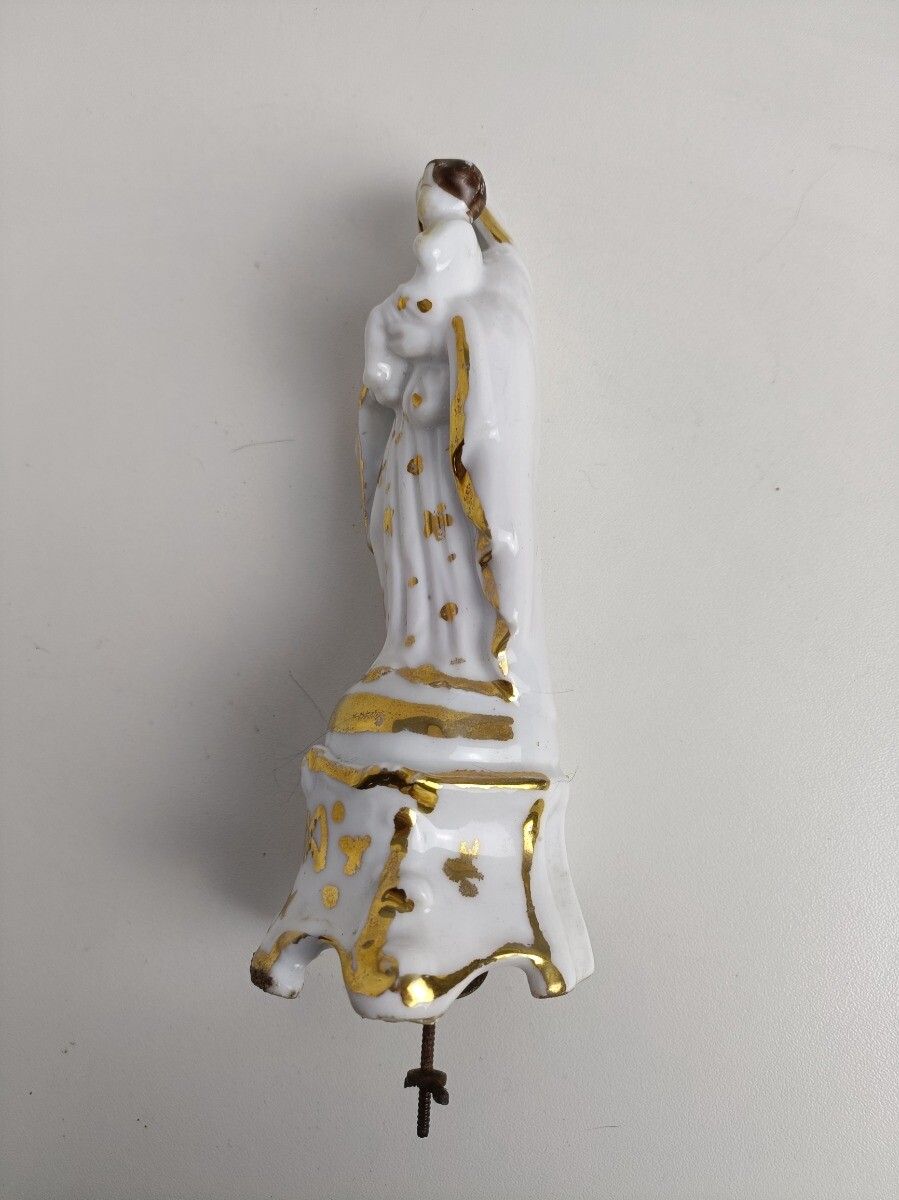Antique 1900 Vieux Paris Porcelain Bisque Statue Virgin Mary Madonna Infant Jesu photo 162.0