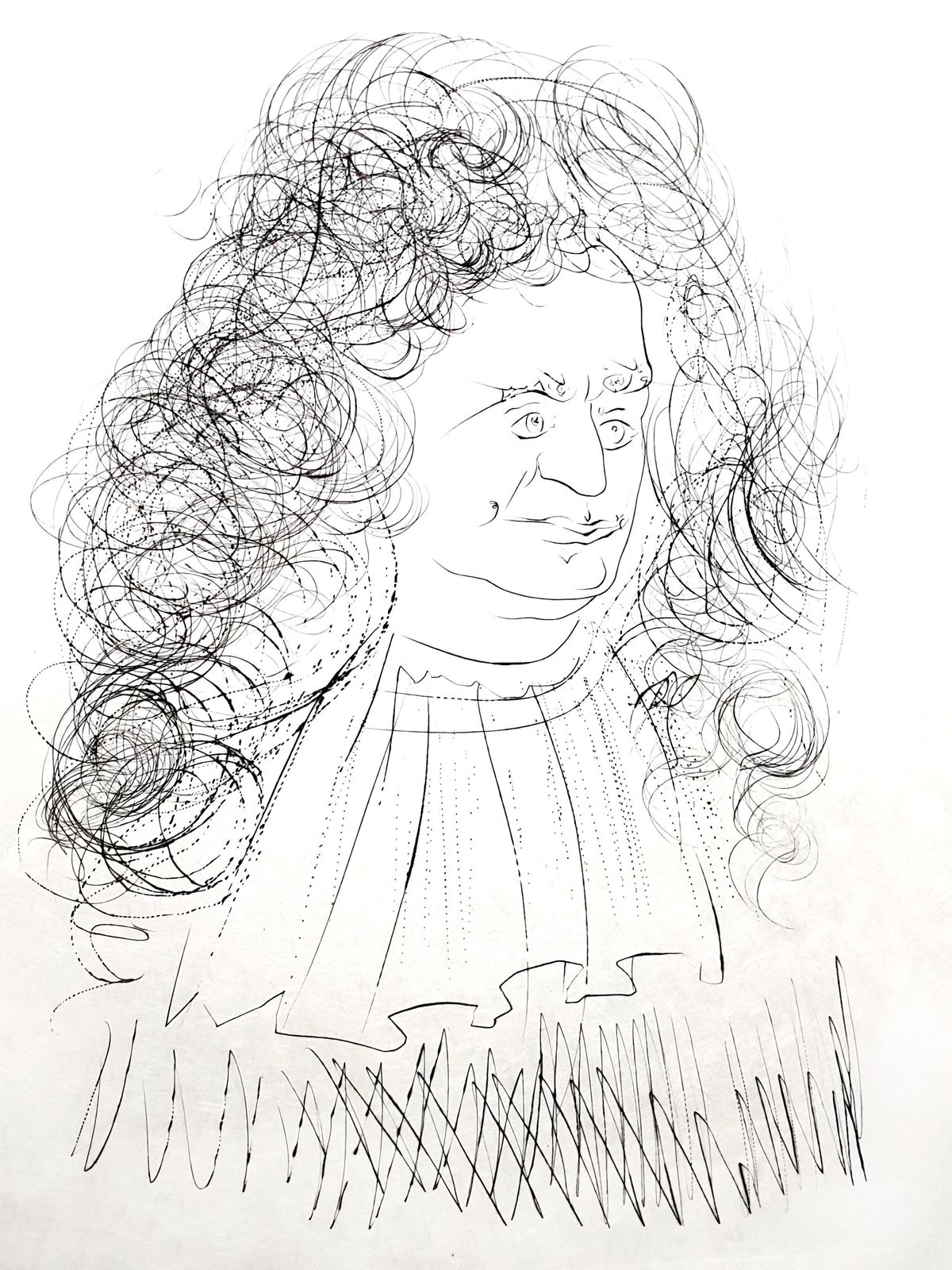 Salvador Dalí­Salvador Dali   La Fontaine Portrait   Handsigned Engraving1974