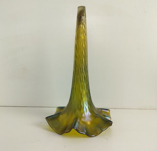 Antique  Bohemian Art Glass Attributed Loetz Epergne Trumpet Vase Centerpiece Re photo 405.0