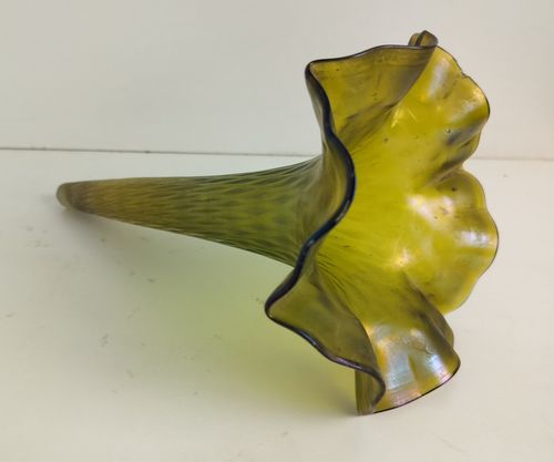 photo for sale Antique  Bohemian Art Glass Attributed Loetz Epergne Trumpet Vase Centerpiece Re