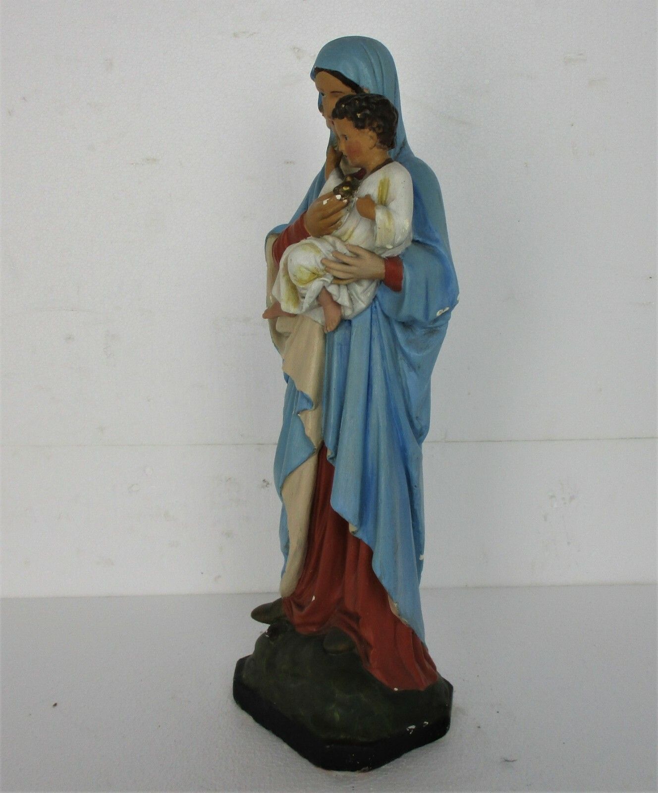 Large Statue Virgin Mary Madonna Infant Treading On Snake Plaster Htf 20.47" photo 334.0