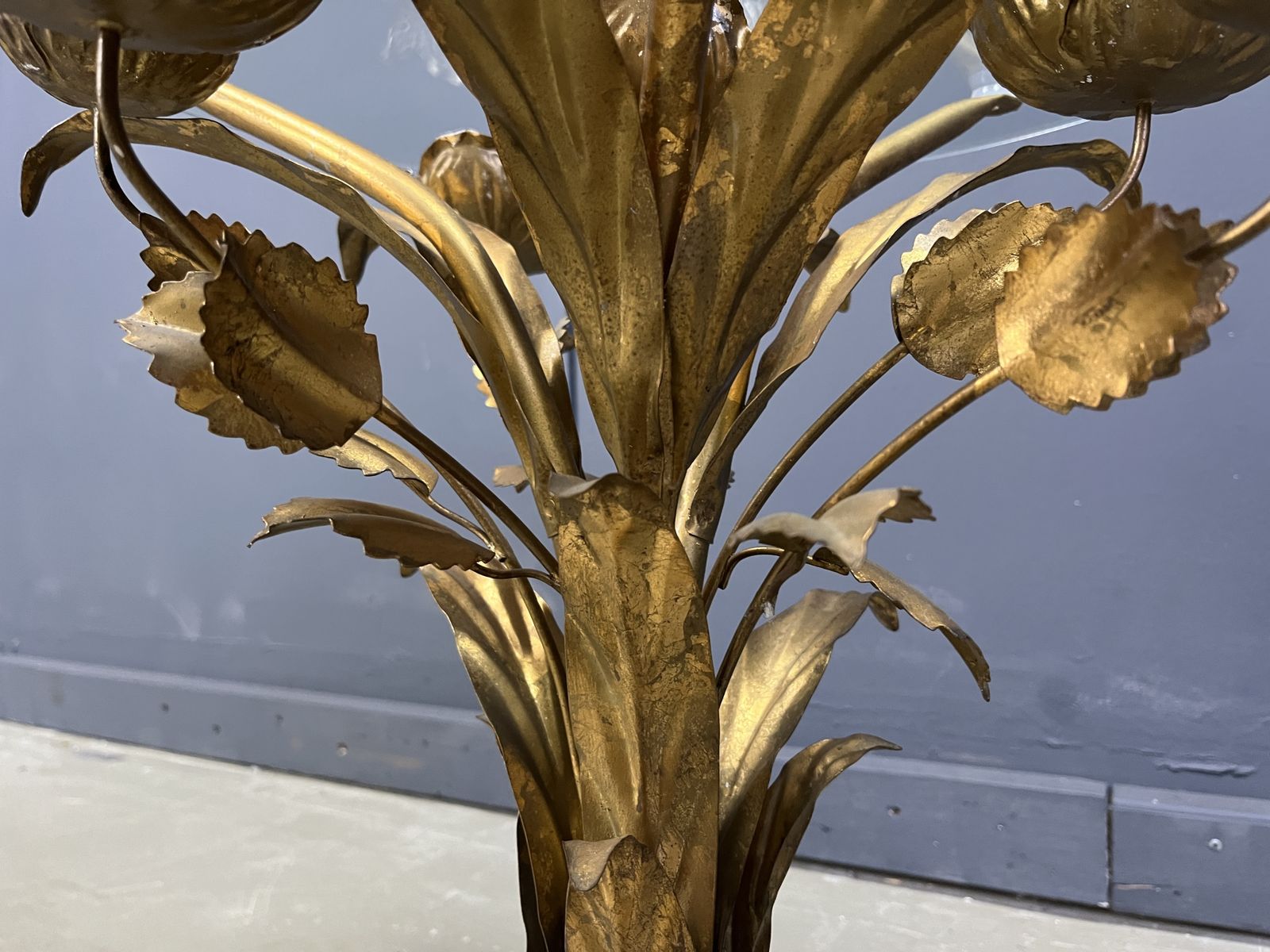 Vintage Gilt Metal Flower Side Table, 1960s photo vinterior