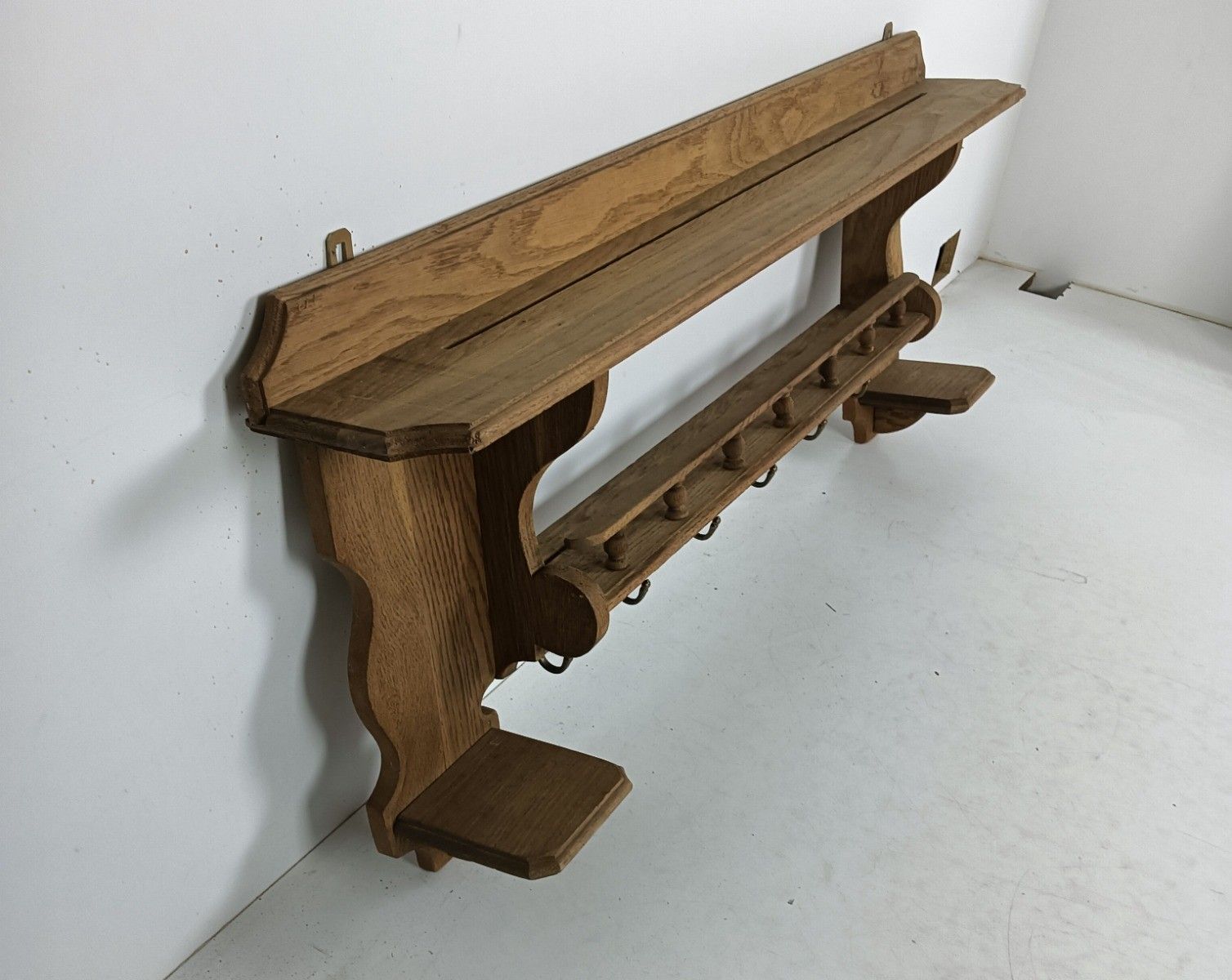 Gorgeous Antique Large Coat Hat Rack Flanders Carved Wood Spindles Farmhouse Sty photo 202.0