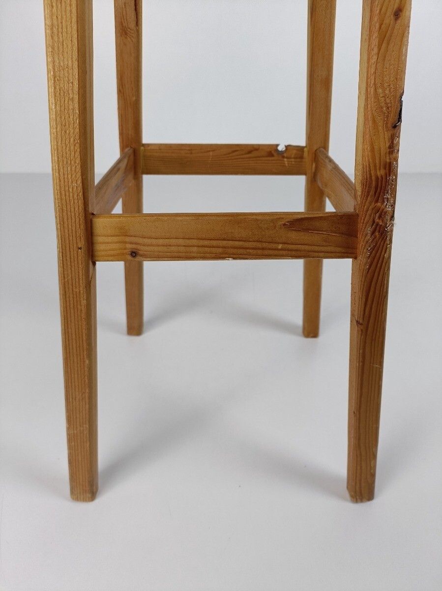 Vintage Pine Wood Pedestal Display Table Plant Stand  Bonsai Stand  Flower Table photo vinterior