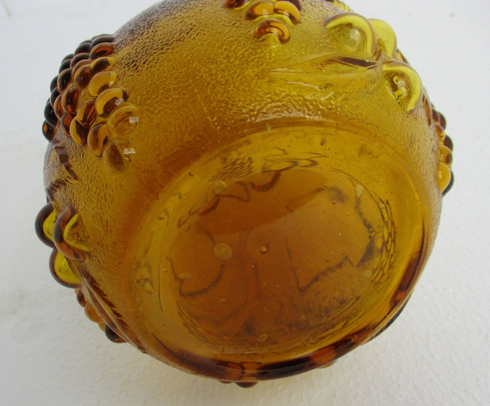 Vintage Art Bubbled Glass  Amber Brown Empoli  Bottle Italian Grapes  Italian photo vinterior