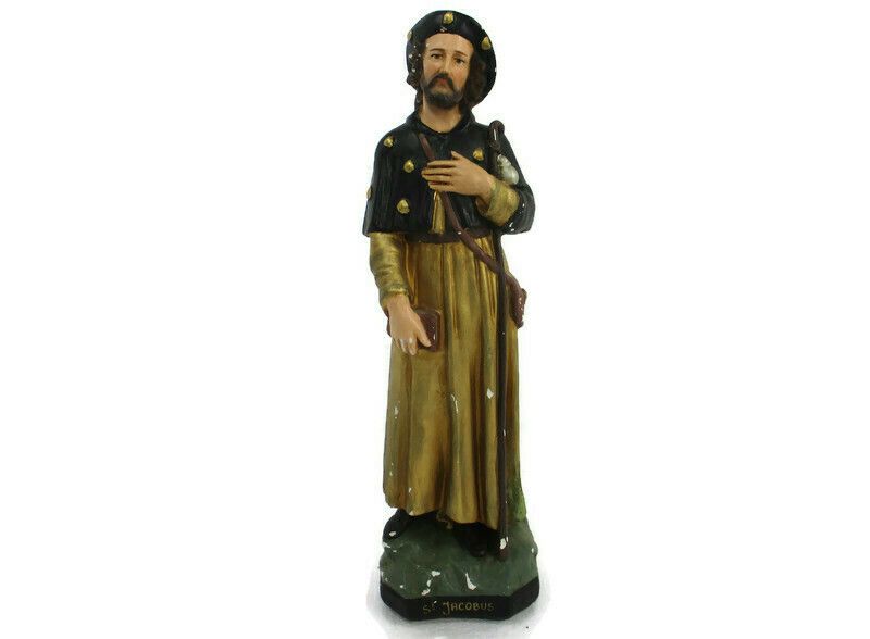 Saint Jacob James The Great  Plaster Statue Pilgrim Apostle Martyr Collector Htf