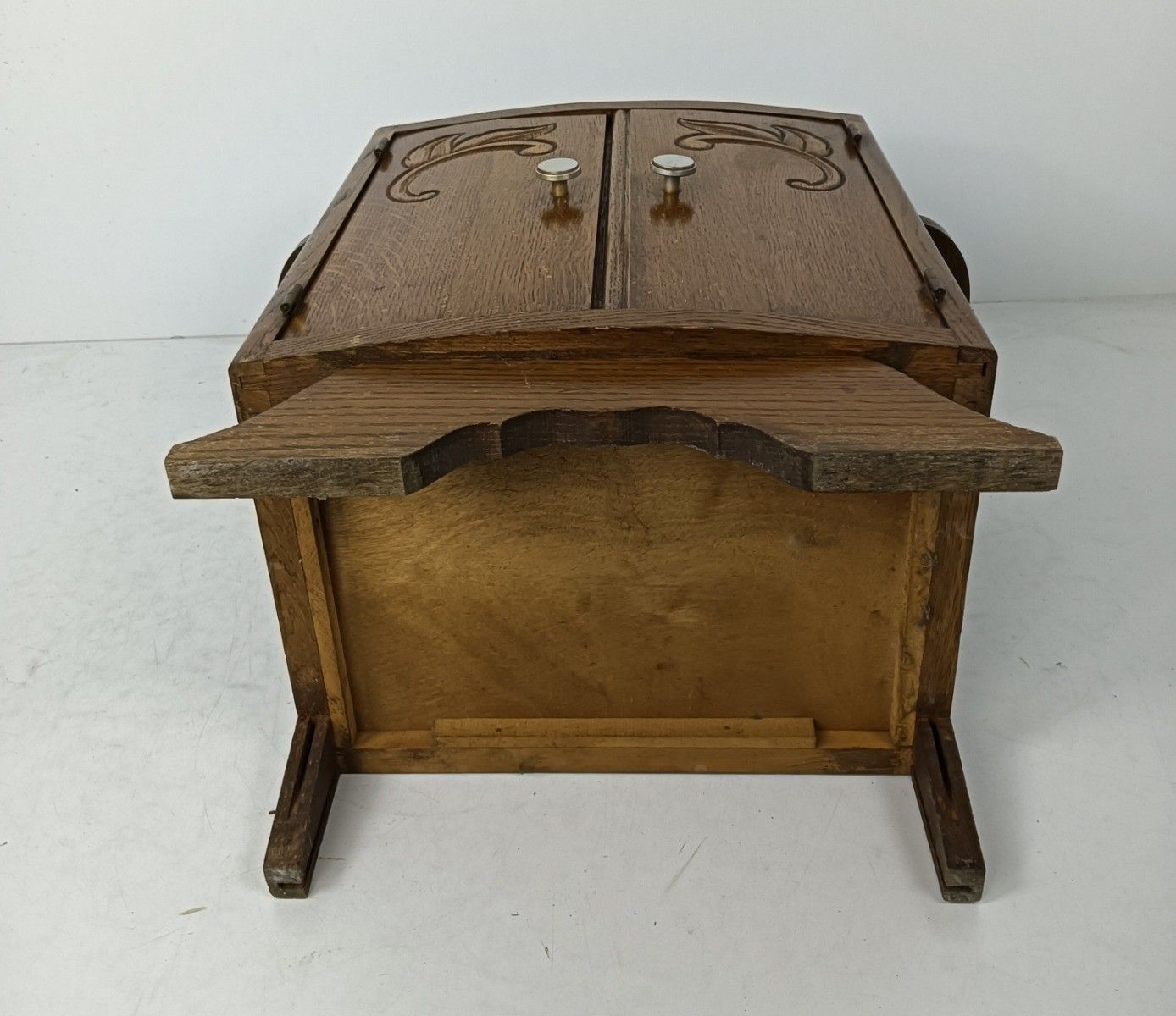 photo furniture Art Deco Antique Nightstand End Table Wood Marble Top Cabinet Stylish Barn Style