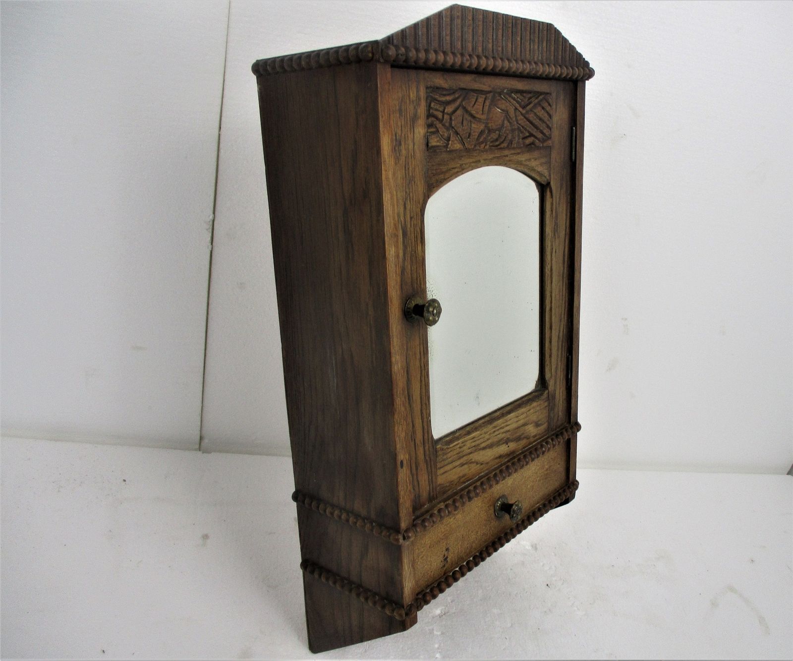 Kitchen Apothecary Medicine Bathroom Wall Cabinet Ornate Hand Carved Wood Bevele photo vinterior