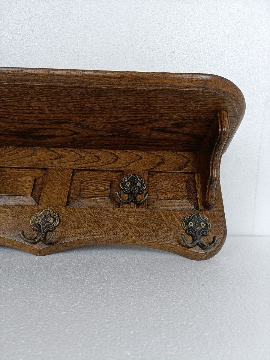 Hand Carved Wood Coat Hat Rack Ornate Breughel Style Wood photo for sale
