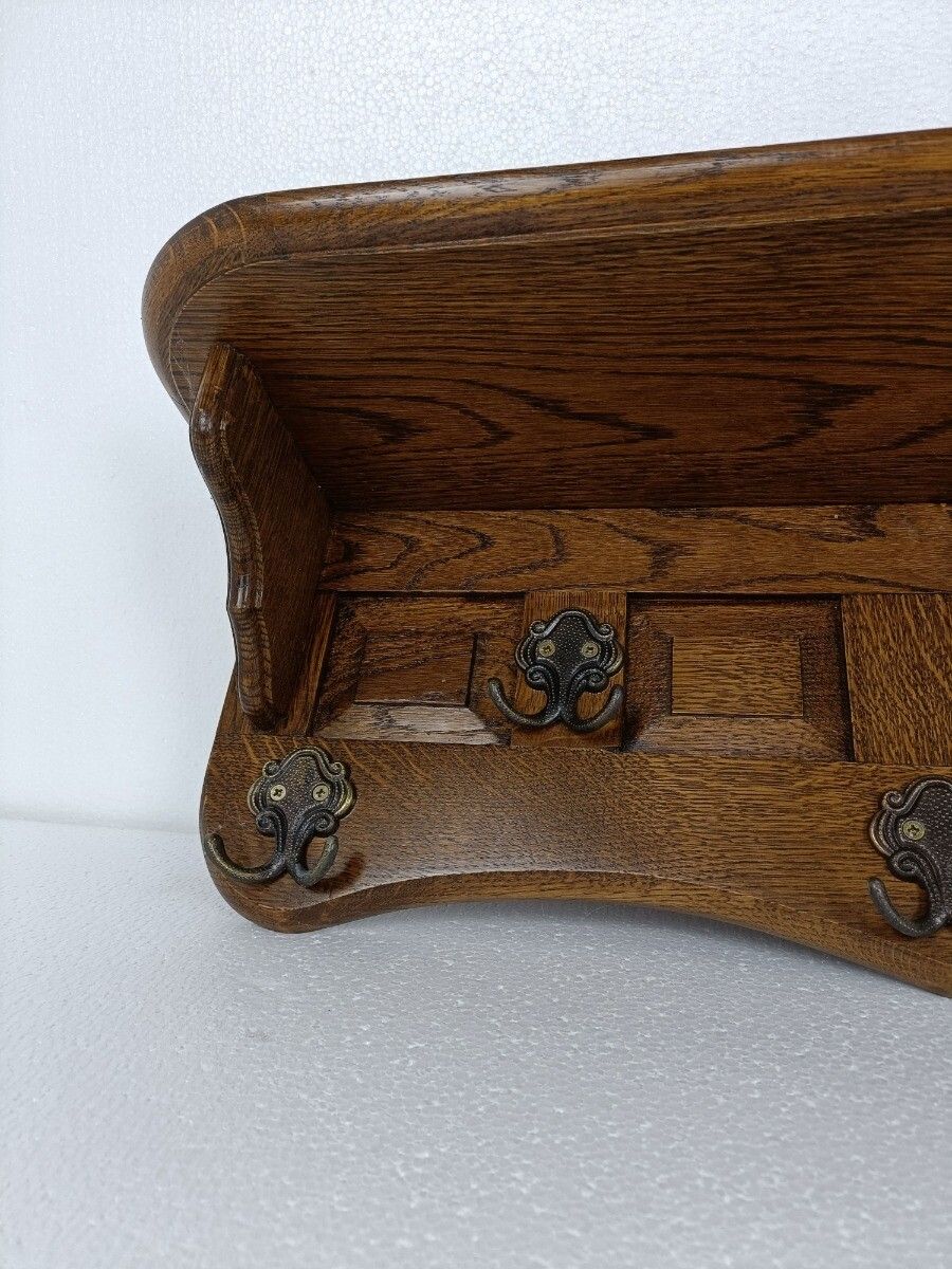 Hand Carved Wood Coat Hat Rack Ornate Breughel Style Wood photo Furniture
