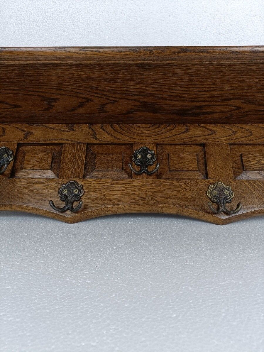 Hand Carved Wood Coat Hat Rack Ornate Breughel Style Wood photo 244.0