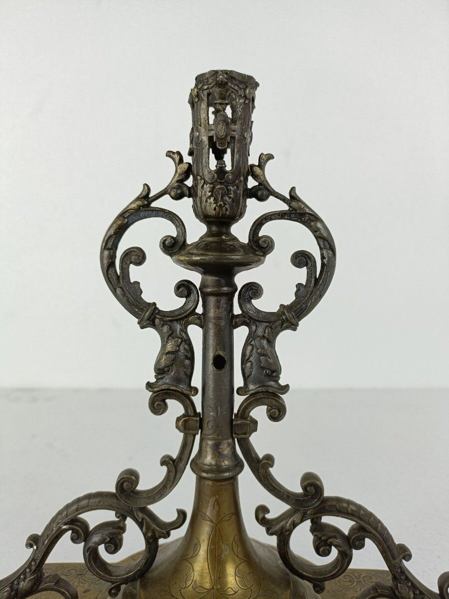 Candle Holder Candle Stick Candelabra Mythical Dragons Fish Antique Art Deco Gor photo vinterior