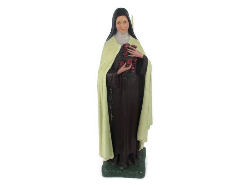 Statue Plaster St Therese Lisieux Little Flower Of Jesus Gorgeous Face Chapel Ch photo furniture