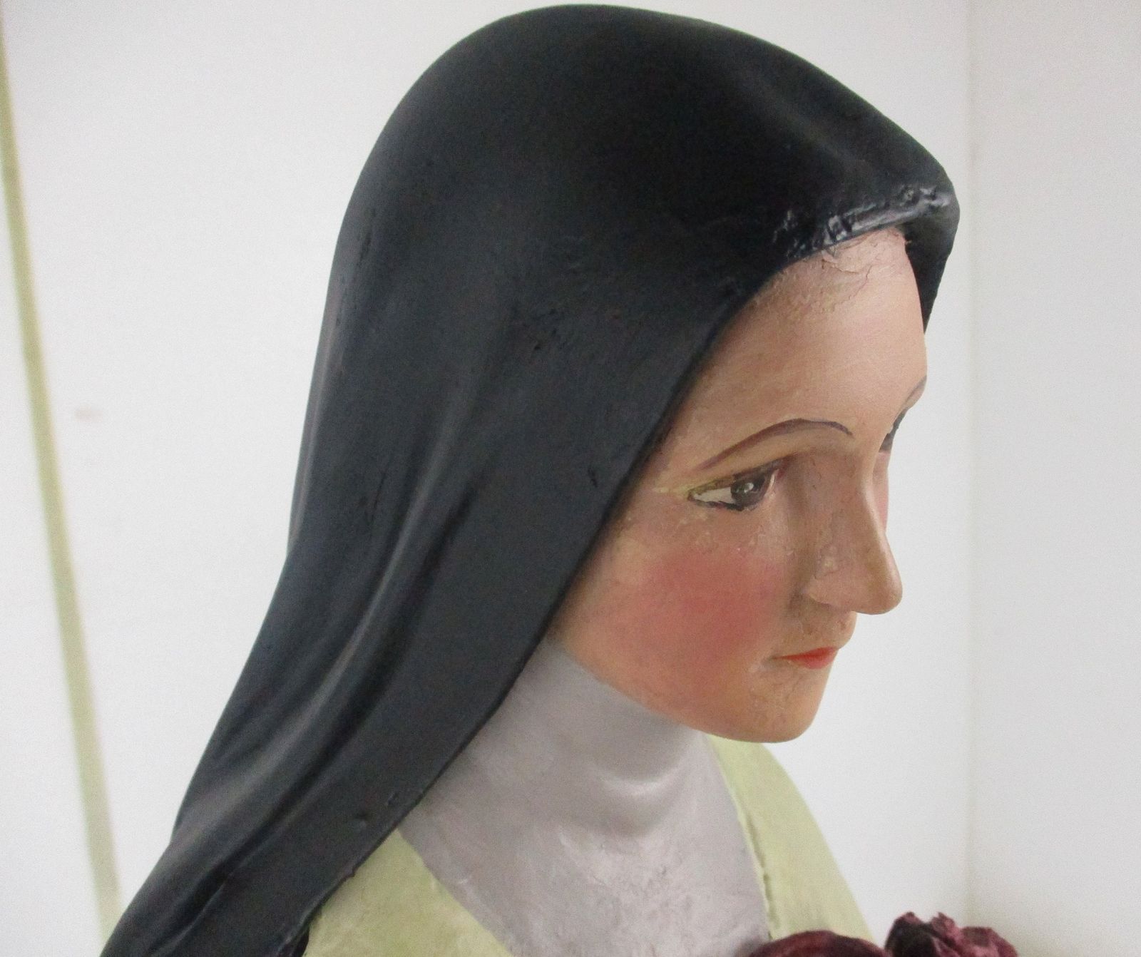 Statue Plaster St Therese Lisieux Little Flower Of Jesus Gorgeous Face Chapel Ch photo 628.0