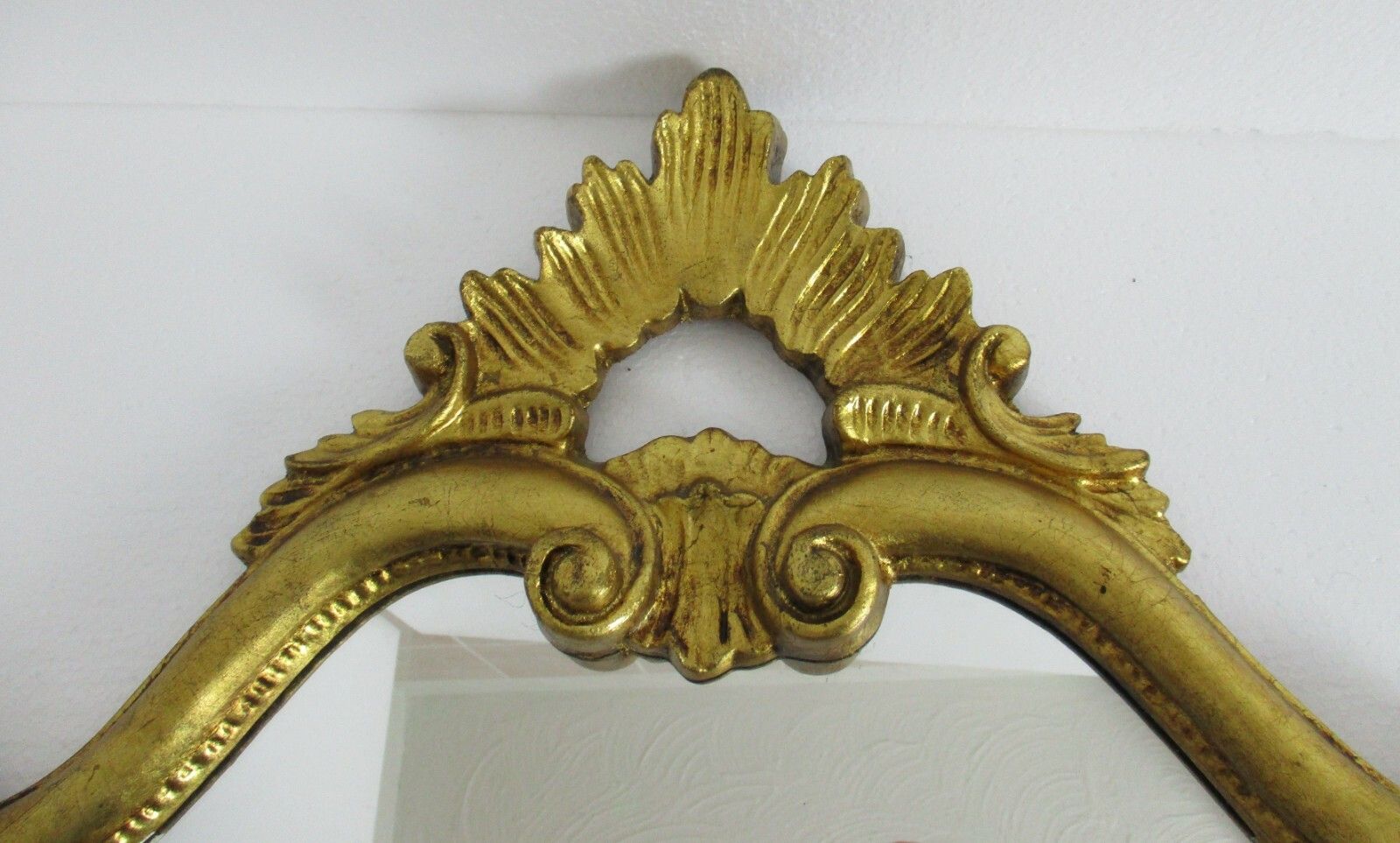 Large  Ornate Oval Wood  Wall Hanging Mirror Hollywood Regency Rococo Stunning photo furniture