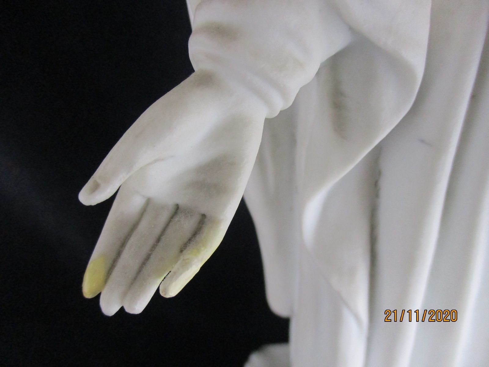 French Antique 1900 Bisque Statue Virgin Mary Our Lady Infant Flower Wreath Crow photo 526.0