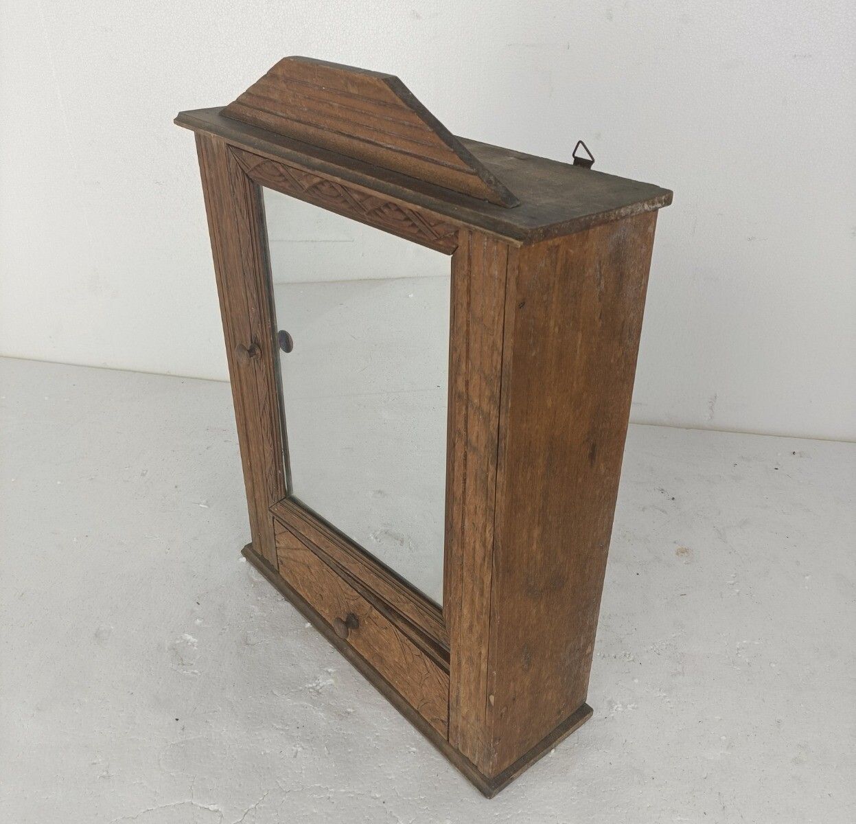 Medicine Apothecary Bathroom Kitchen Cabinet Barn Country Style Carved Wood photo vintage