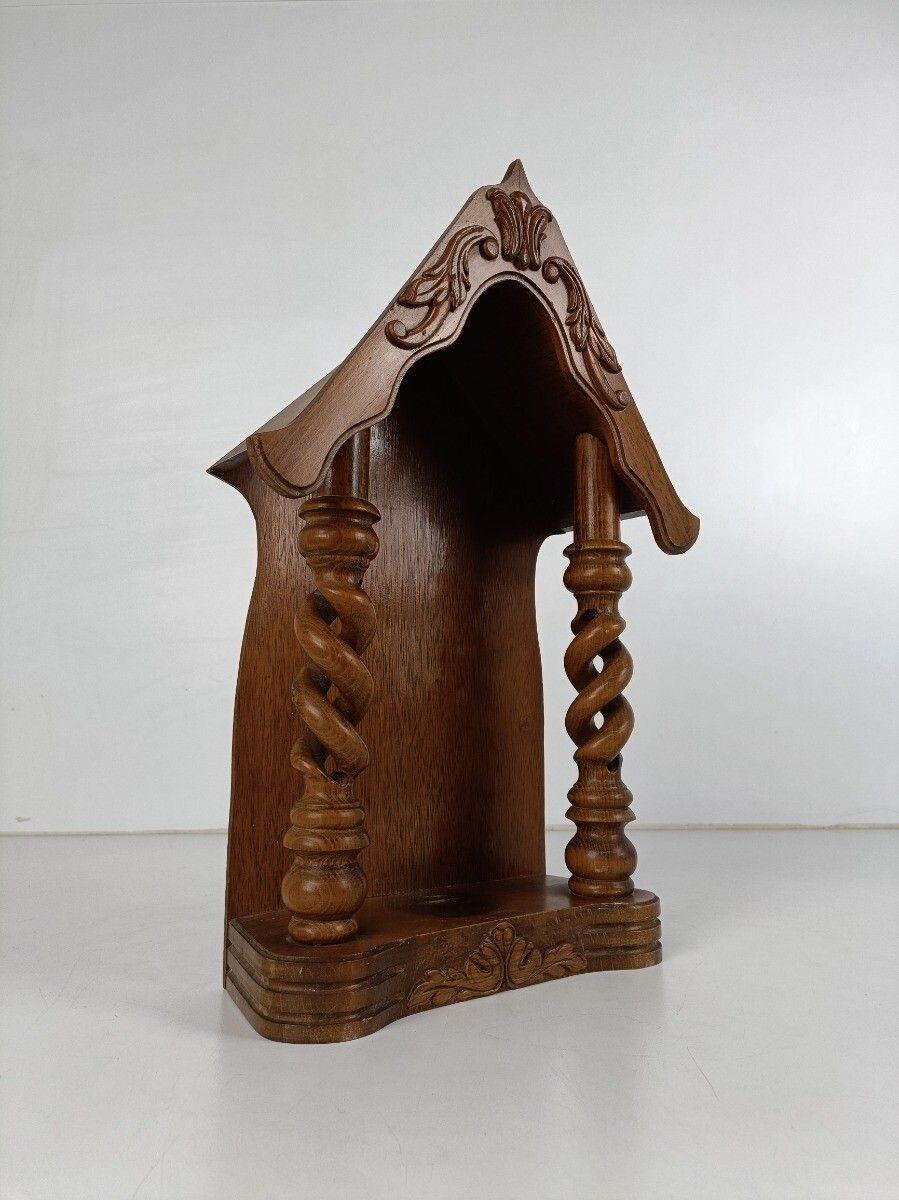 Hand Carved Wood Open  Barley Twist Standing Chapel Niche For Statue Beautiful V photo furniture