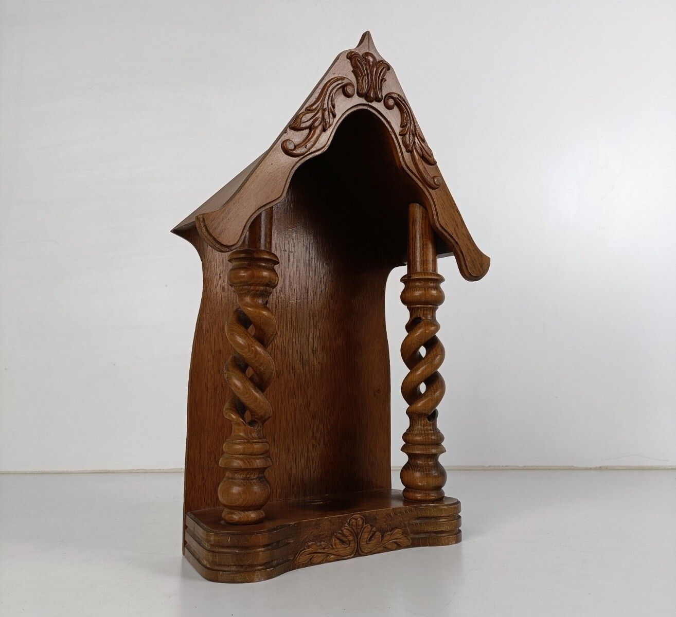 Hand Carved Wood Open  Barley Twist Standing Chapel Niche For Statue Beautiful V photo vinterior