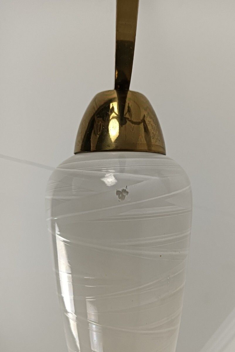 Vintage Spider Retro Chandelier Teak Glass Brass 5 Lights Glass Shades Funky photo 364.0