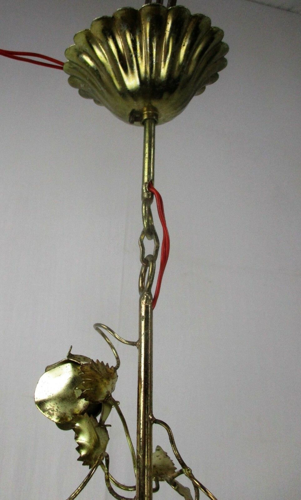 Lighting Hollywood Regency Chandelier 6 Lights Brass Flowers Leafs Basket Htf Lovely photo