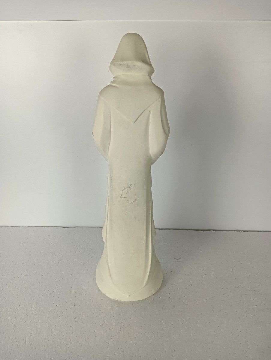 Art Deco Antique Statue Madonna Virgin Mary With Infant White photo vintage