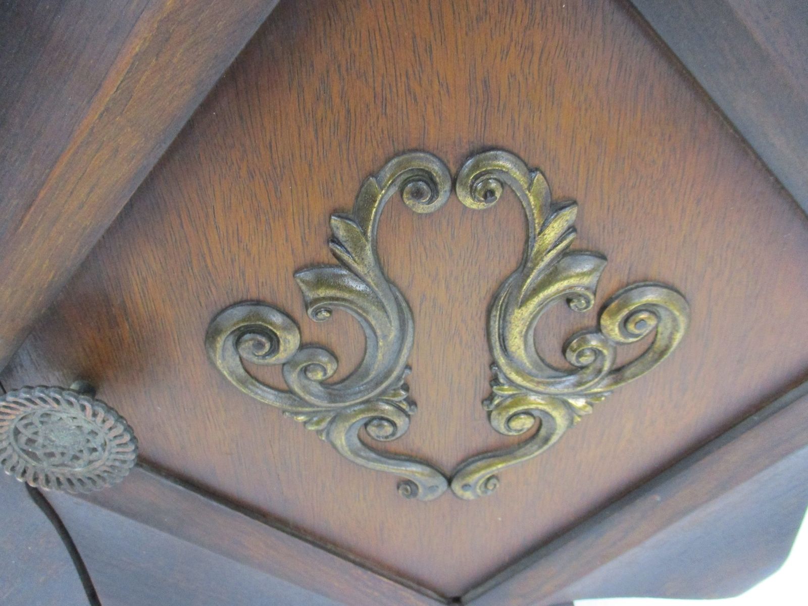 Large Apothecary Bathroom Medicine Kitchen Cabinet Wood Art Deco Cut Glass photo for sale