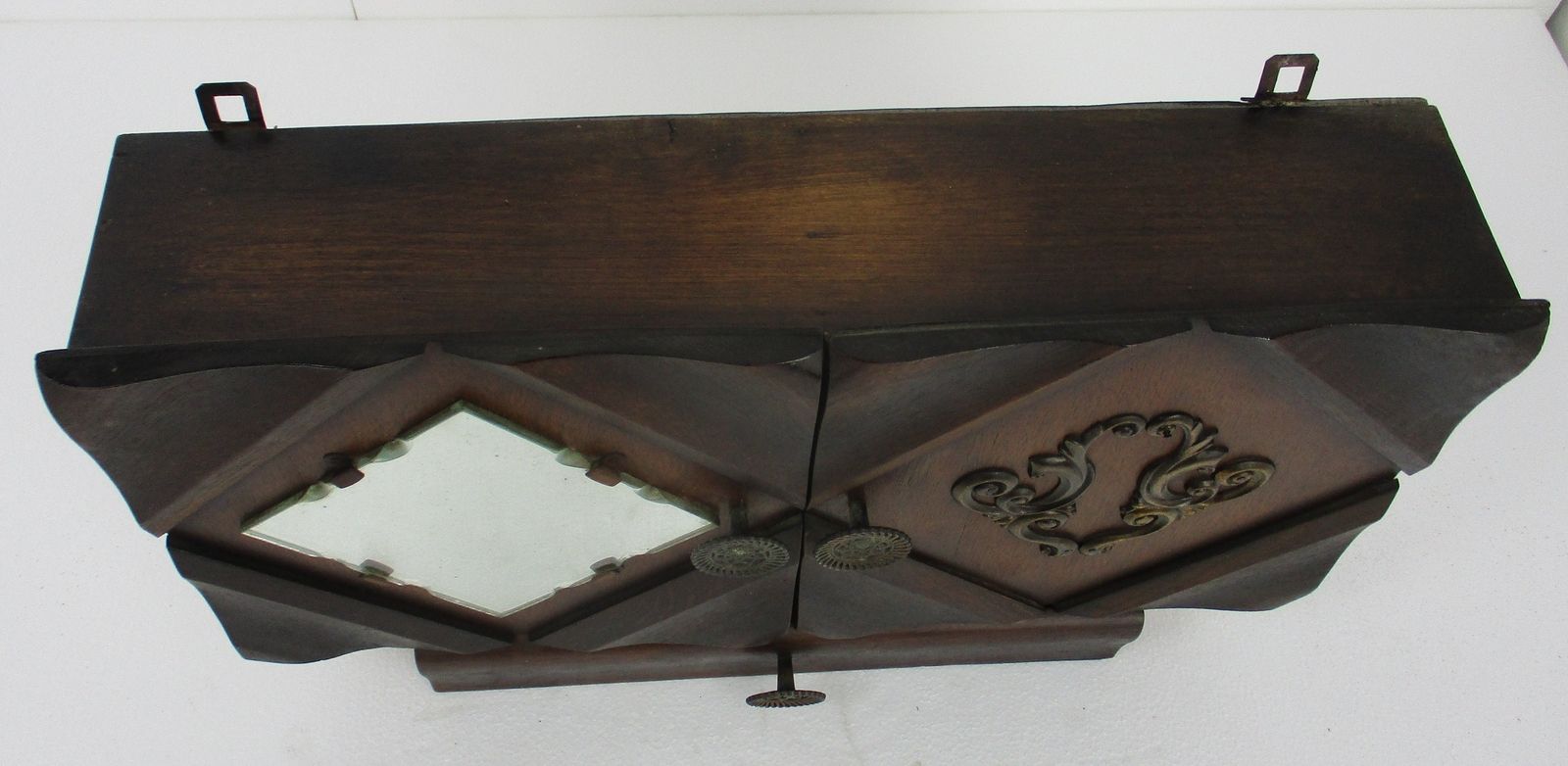 Large Apothecary Bathroom Medicine Kitchen Cabinet Wood Art Deco Cut Glass photo Furniture