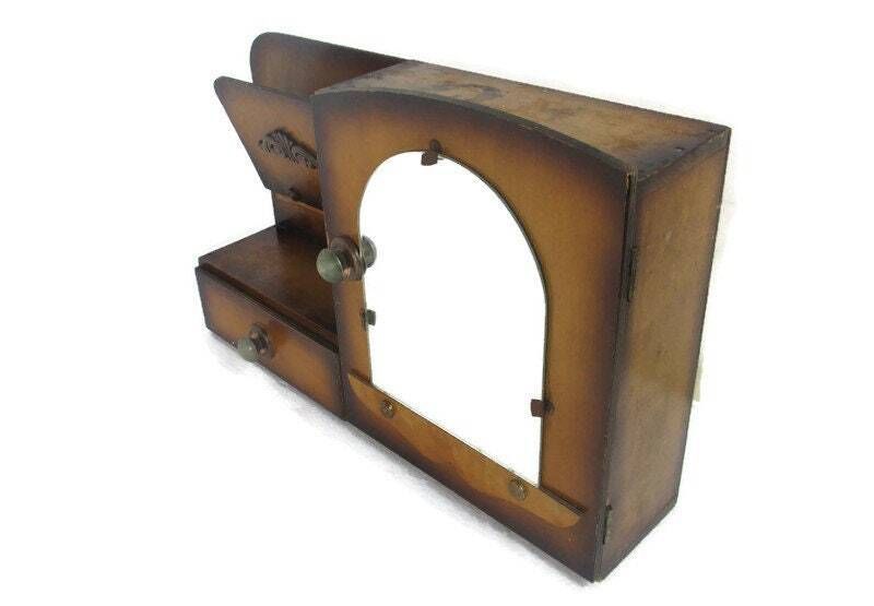 Art Deco Kitchen Apothecary Medicine Wall Bathroom Cabinet Wood Letter Holder
