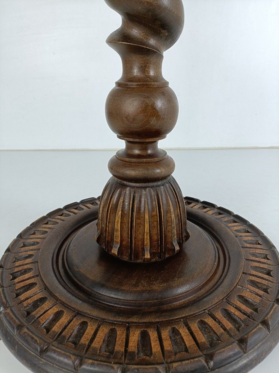 Barley Twist Hand Carved Wooden Pedestal Plant Stand Side Table Bonsai Stand Vin photo 445.0