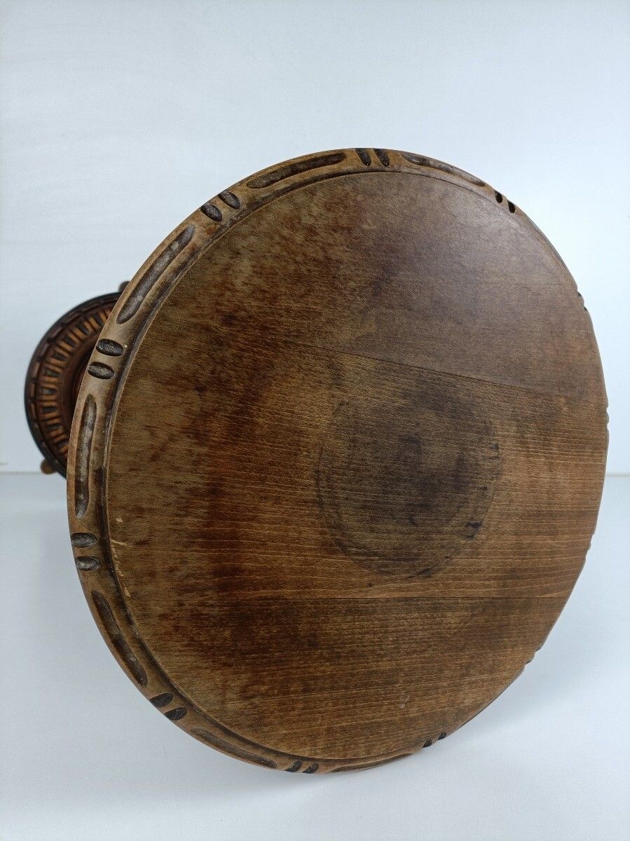 Barley Twist Hand Carved Wooden Pedestal Plant Stand Side Table Bonsai Stand Vin photo vinterior