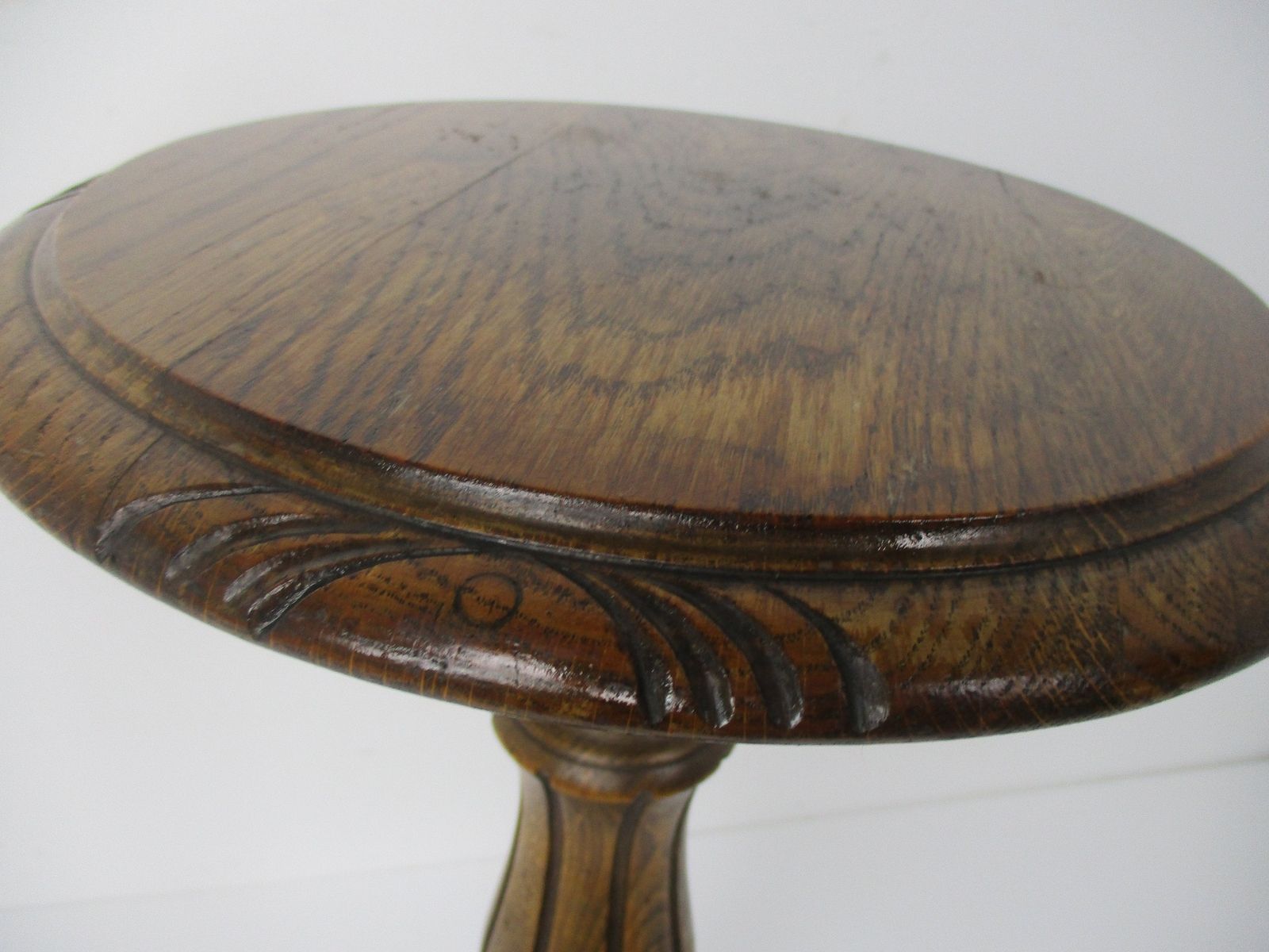 Impressive Ornate Hand Carved Wood Barley Twist Side Display Table Pedestal Plan photo vinterior
