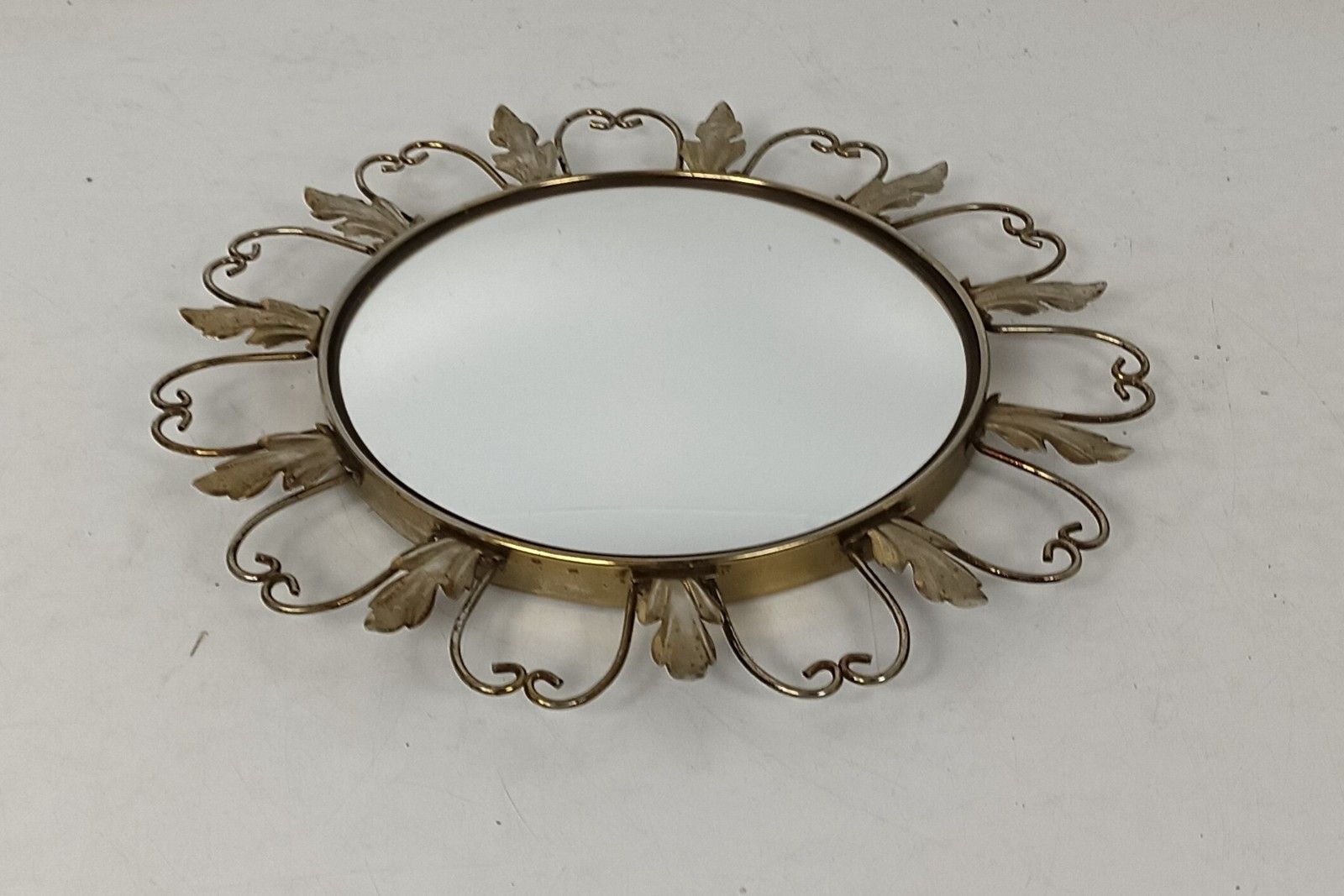Retro Modernist Starburst Sunburst Brass Wall Convex Mirror Mid Century Modern L photo Home Decor