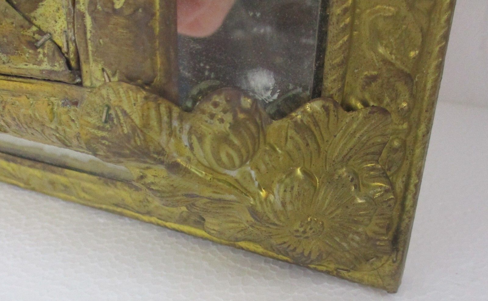Vintage Mirror Brush Brass Glass Cabinet Continental Ornate Brushes Included photo 278.0