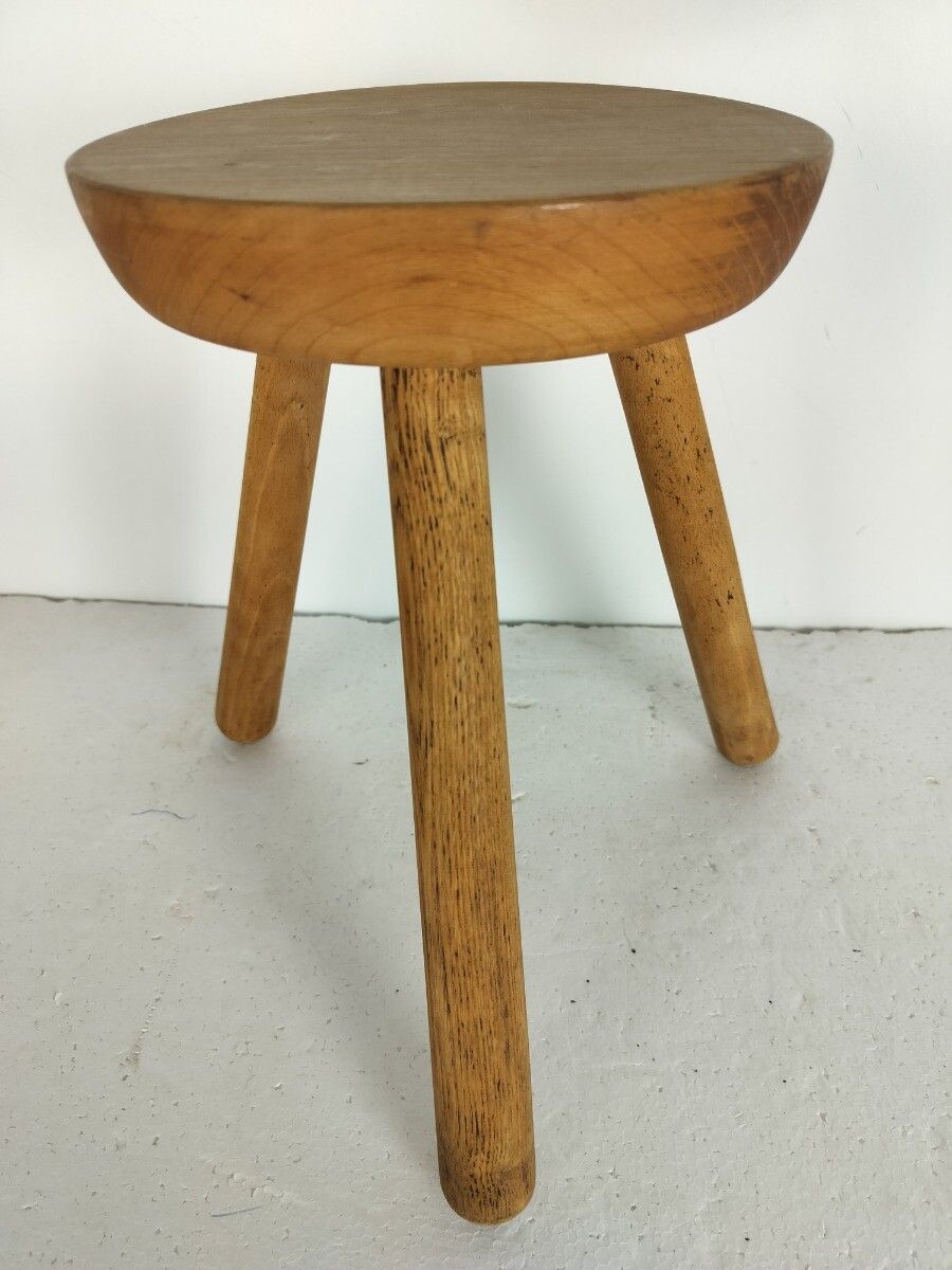 Small Vintage Milking Stool Pedestal Plant Stand Side Table Farmhouse Barn Style photo Furniture