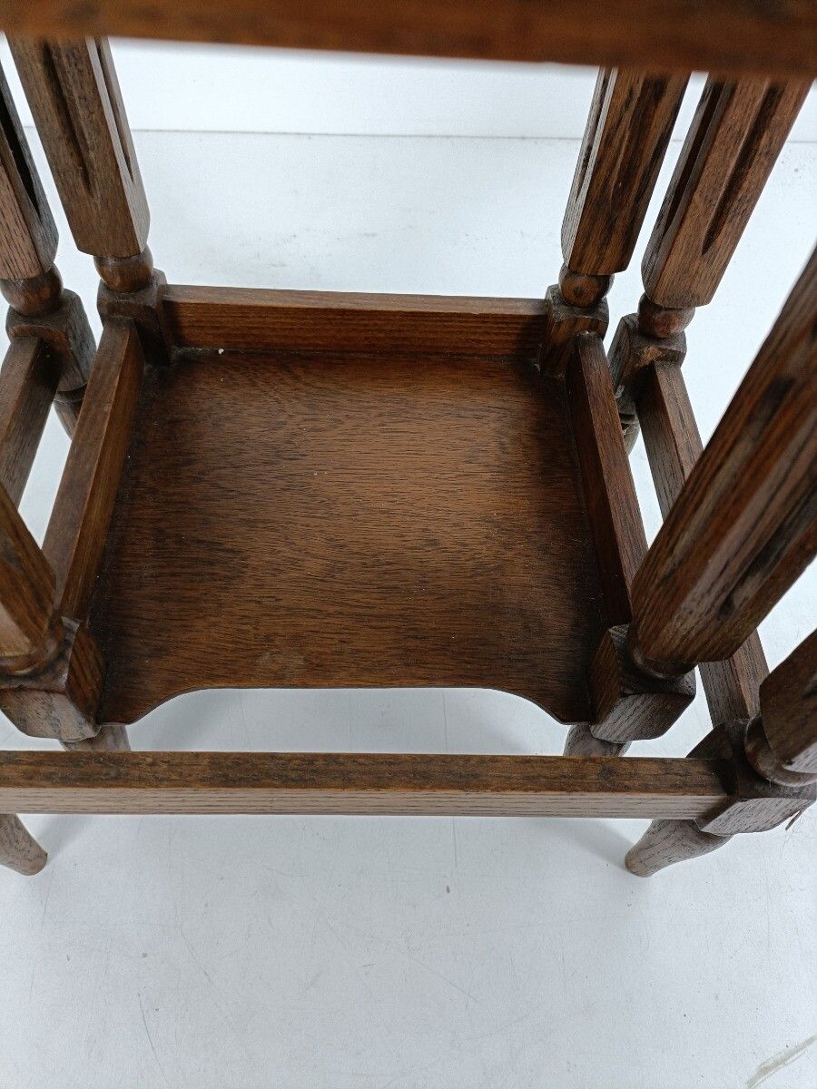 Furniture Set Of 2 Nesting Stacking Tables, Small, Very Special, Carved Wood, Barn Farmhou photo