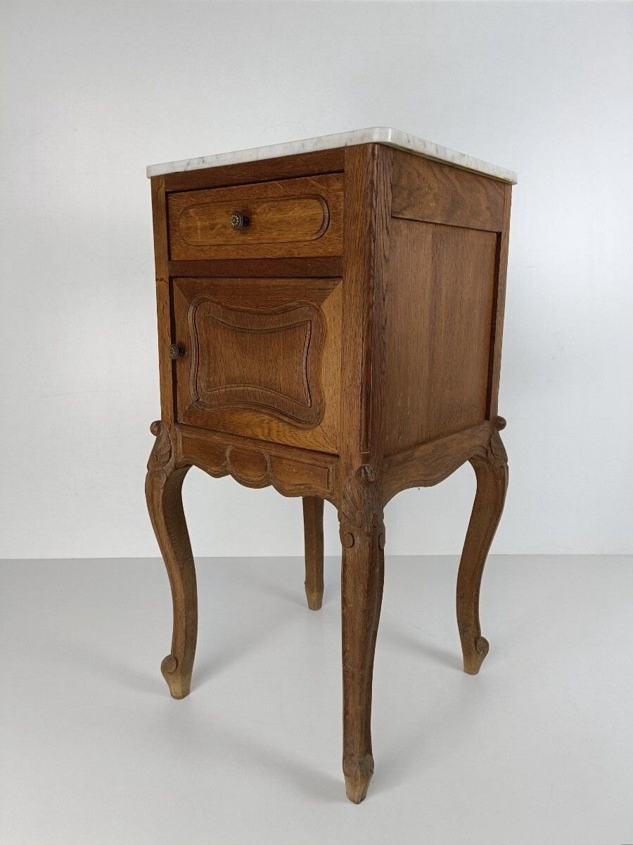Antique Nightstand End Table Bedroom Cabinet Wood Marble Top 19th Century photo Furniture