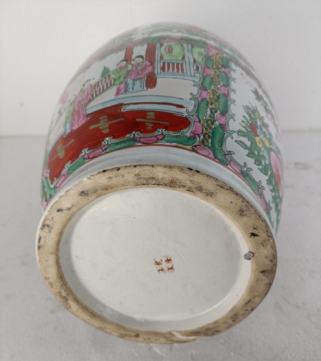 photo for sale Large Vintage Vase Chinese China Dragons Foo Dogs Beautiful Family Rose
