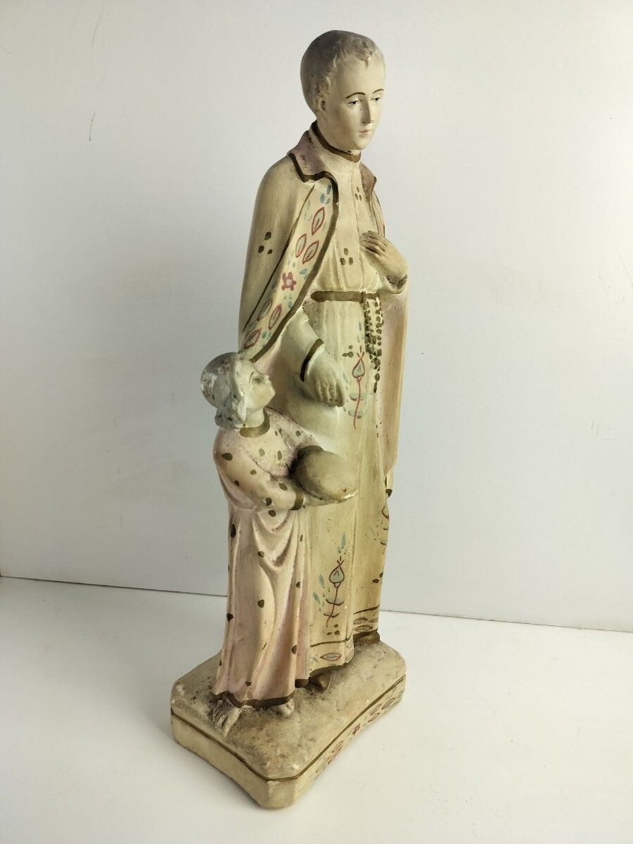 Antique Statue Saint Santo Gerard Santo Majella Infant Jesus Neo Gothic Plaster photo Art