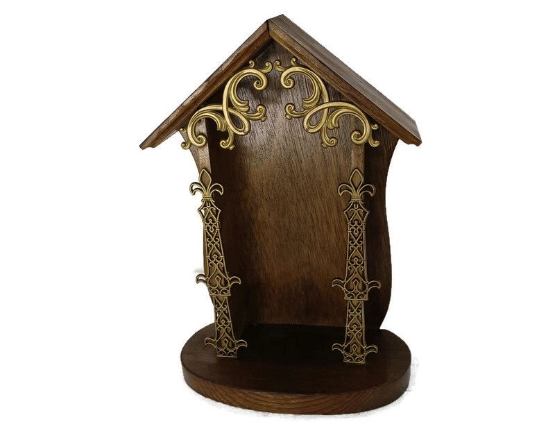 Chapel Niche For Statue Vintage Hand Carved Wood Ormulu Trim Two Toned Fleur D