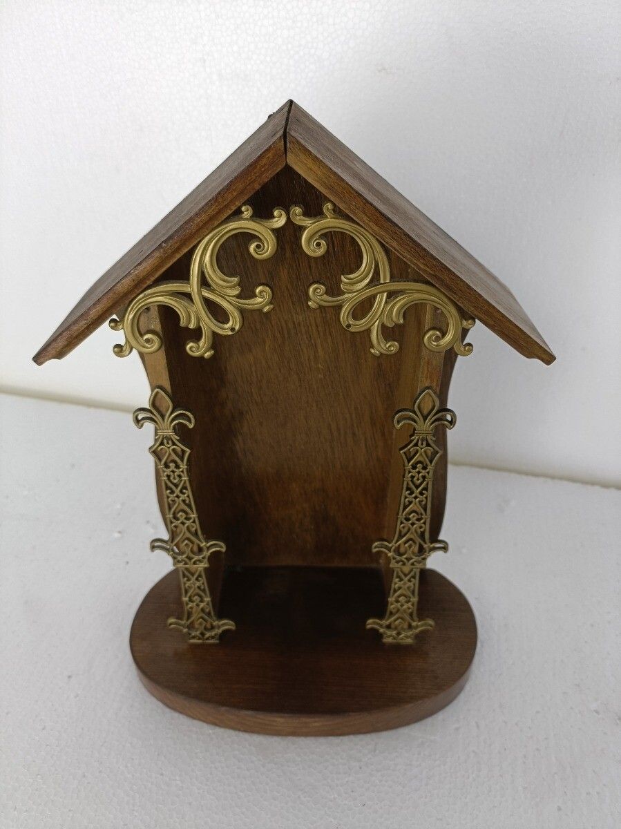 Chapel Niche For Statue Vintage Hand Carved Wood Ormulu Trim Two Toned Fleur D photo furniture