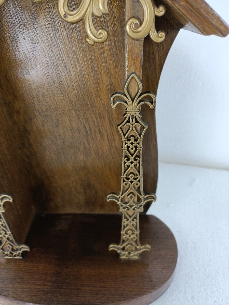 Chapel Niche For Statue Vintage Hand Carved Wood Ormulu Trim Two Toned Fleur D photo Art
