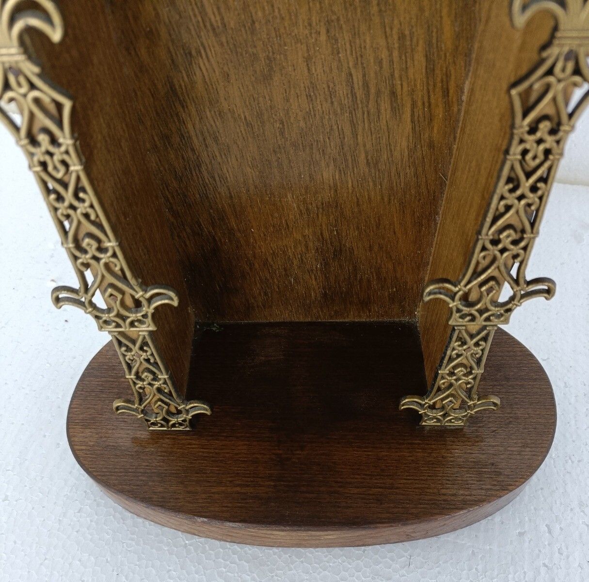 Chapel Niche For Statue Vintage Hand Carved Wood Ormulu Trim Two Toned Fleur D photo 129.0