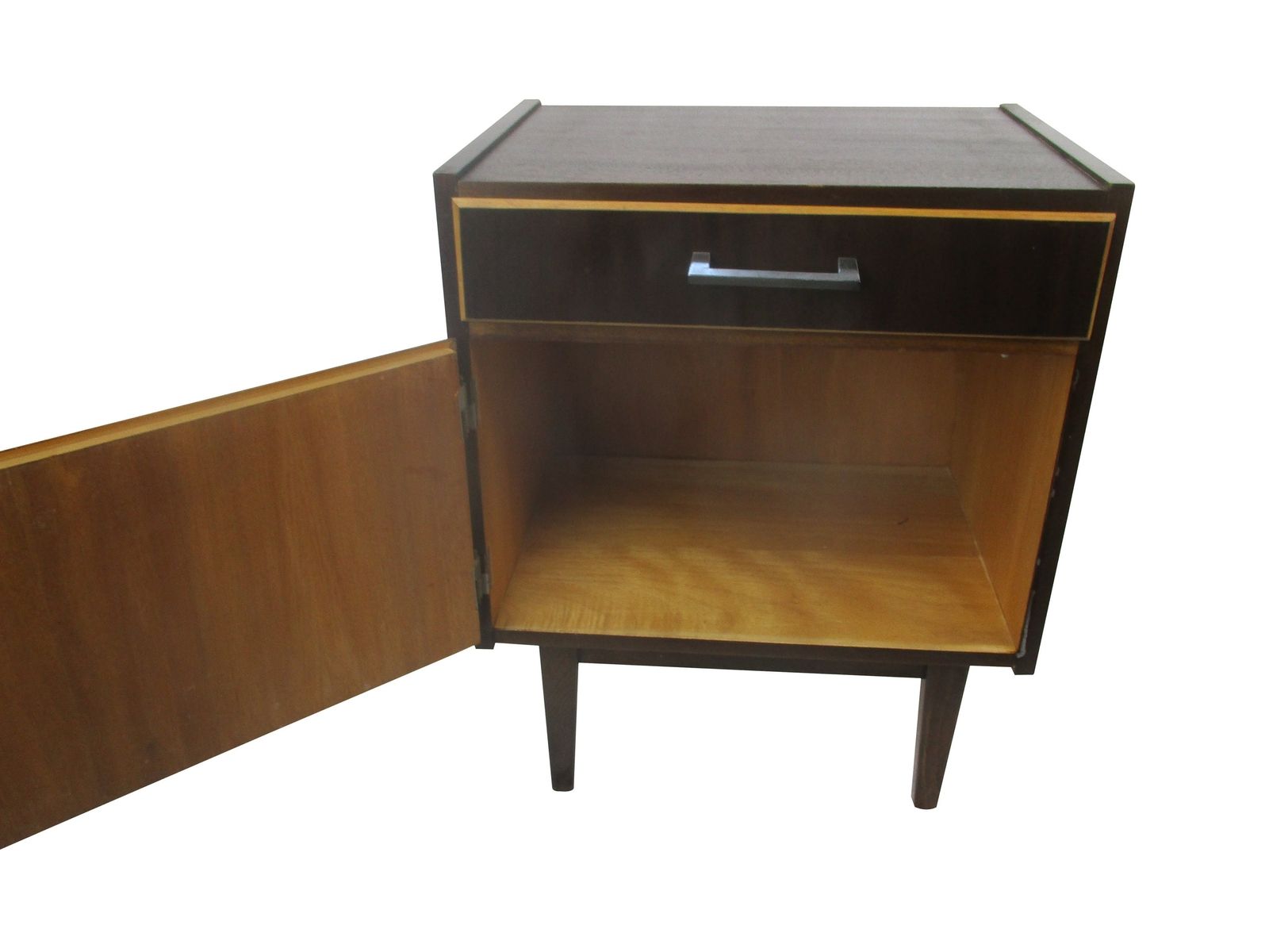 Vintage Funky Two Toned Nightstand Wood Mid Century Modern Style End Table Commo photo vinterior
