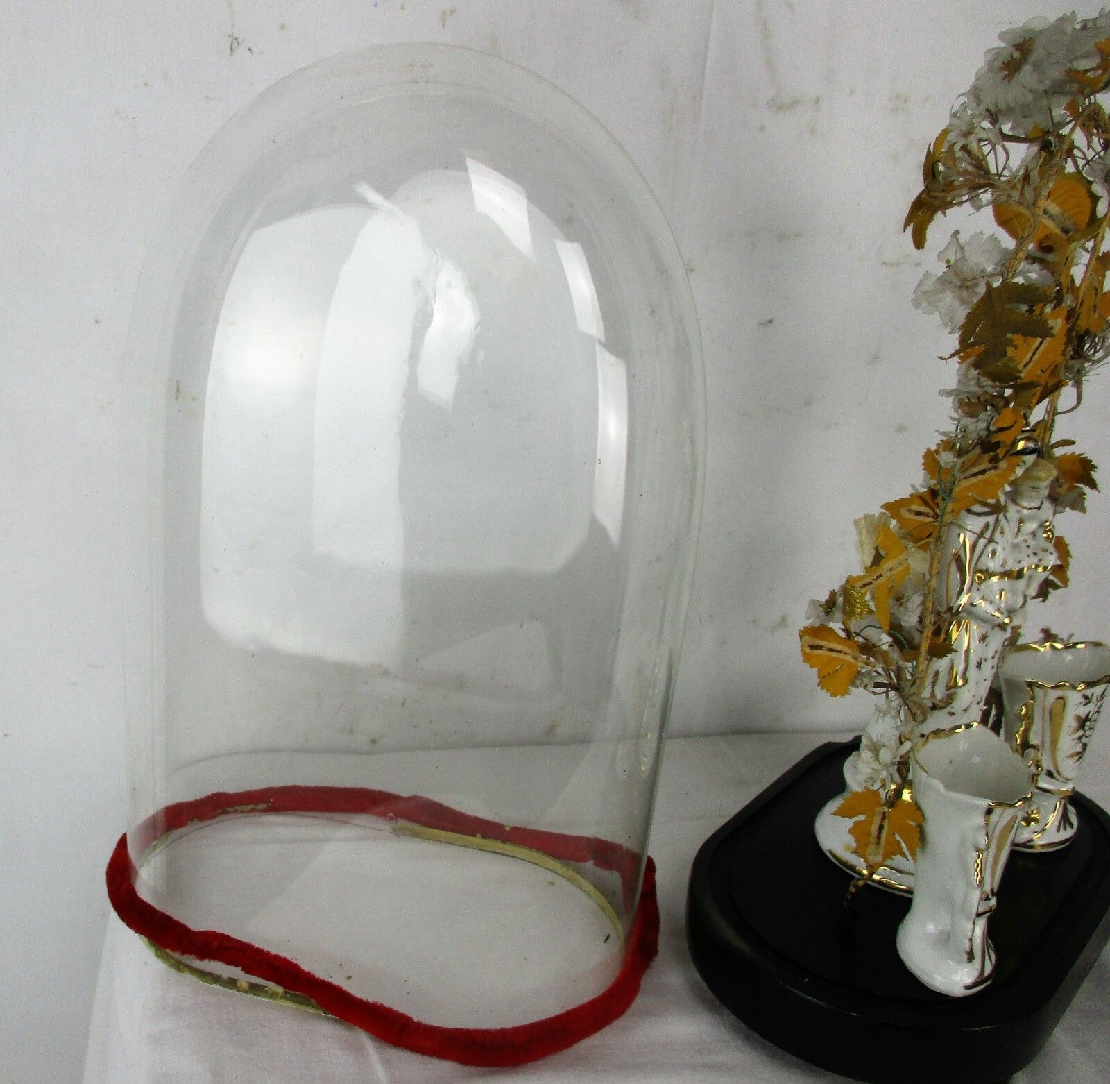 Antique Victorian French Bridal Wedding Dome Vieux Paris Madonna Fan Flair Vases photo for sale