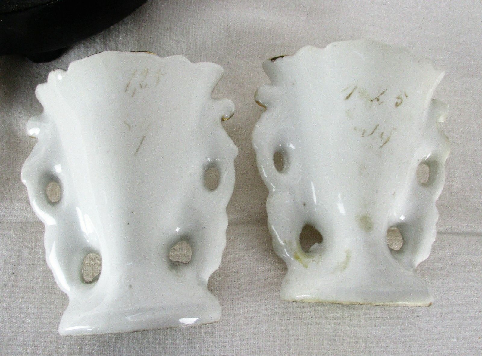 Antique Victorian French Bridal Wedding Dome Vieux Paris Madonna Fan Flair Vases photo buy