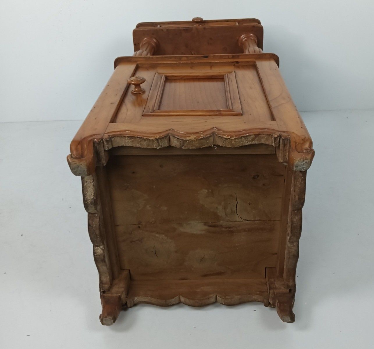 photo furniture Antique Nightstand Pinewood End Table Bedroom Cabinet Japandi Style