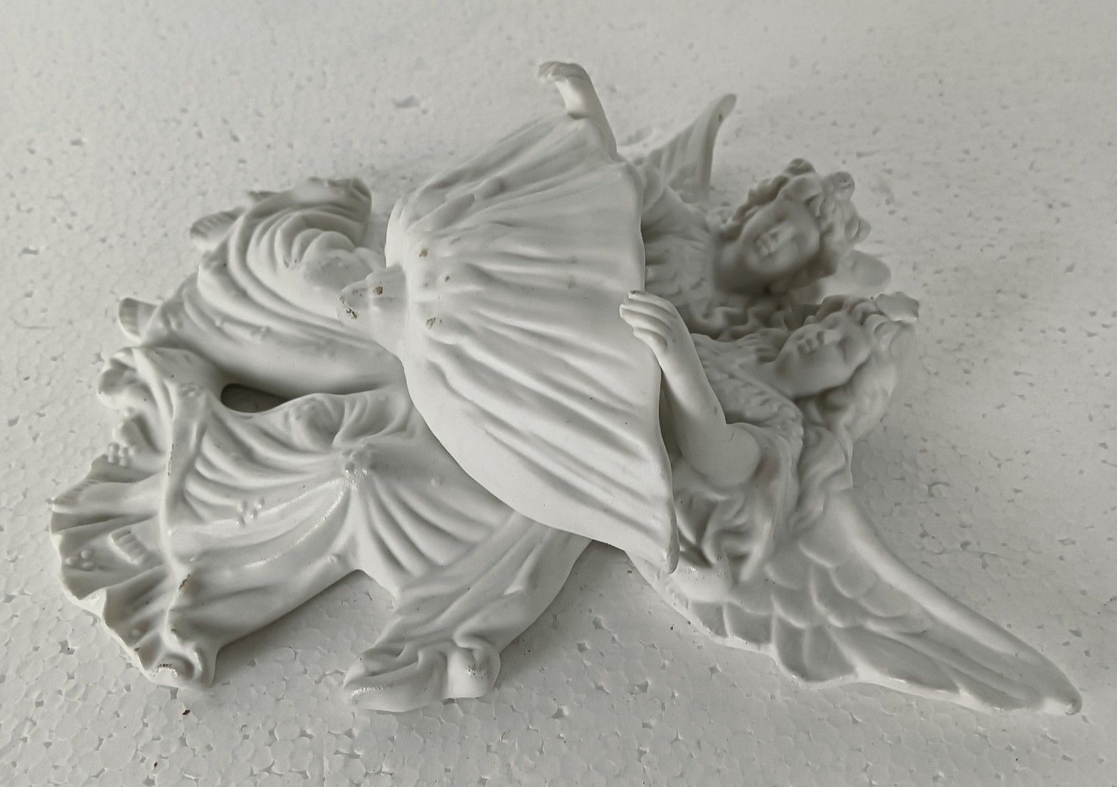 Bisque Porcelain Antique Holy Water Font Vessel Angels Gorgeous Christianity photo vinterior