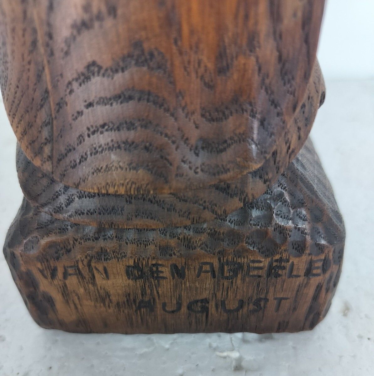 Vintage Statue Figurine Hand Carved Wood Virgin Mary Madonna Signed Van Den Abee photo 162.0