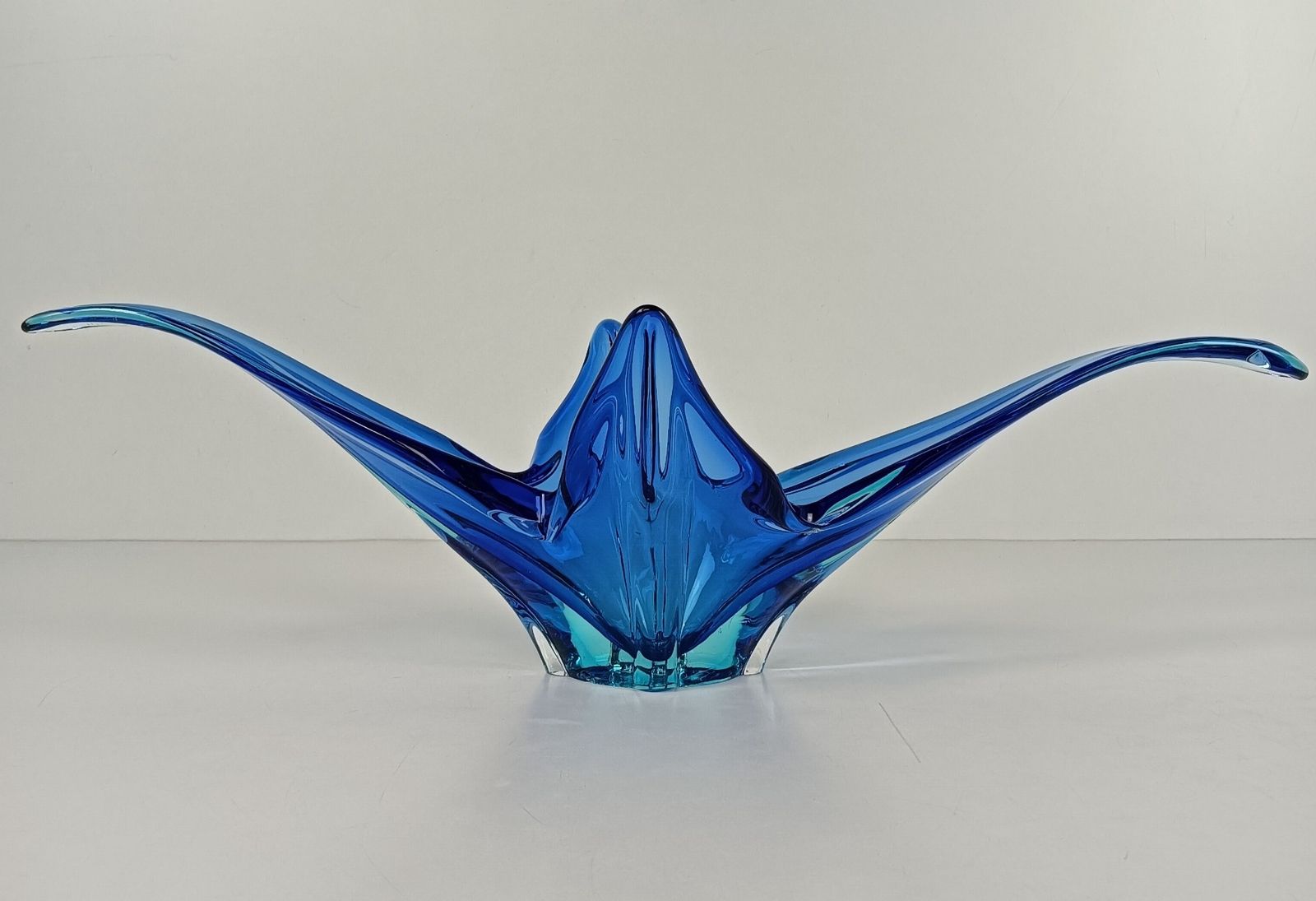 photo for sale Gorgeous Bowl Dish Centerpiece Blue Art Glass Murano Italy Vintage